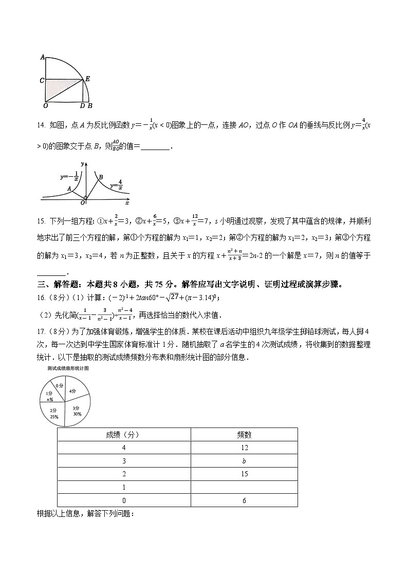 山东省菏泽市单县2025届九年级下学期中考三模数学试卷(含答案)第3页
