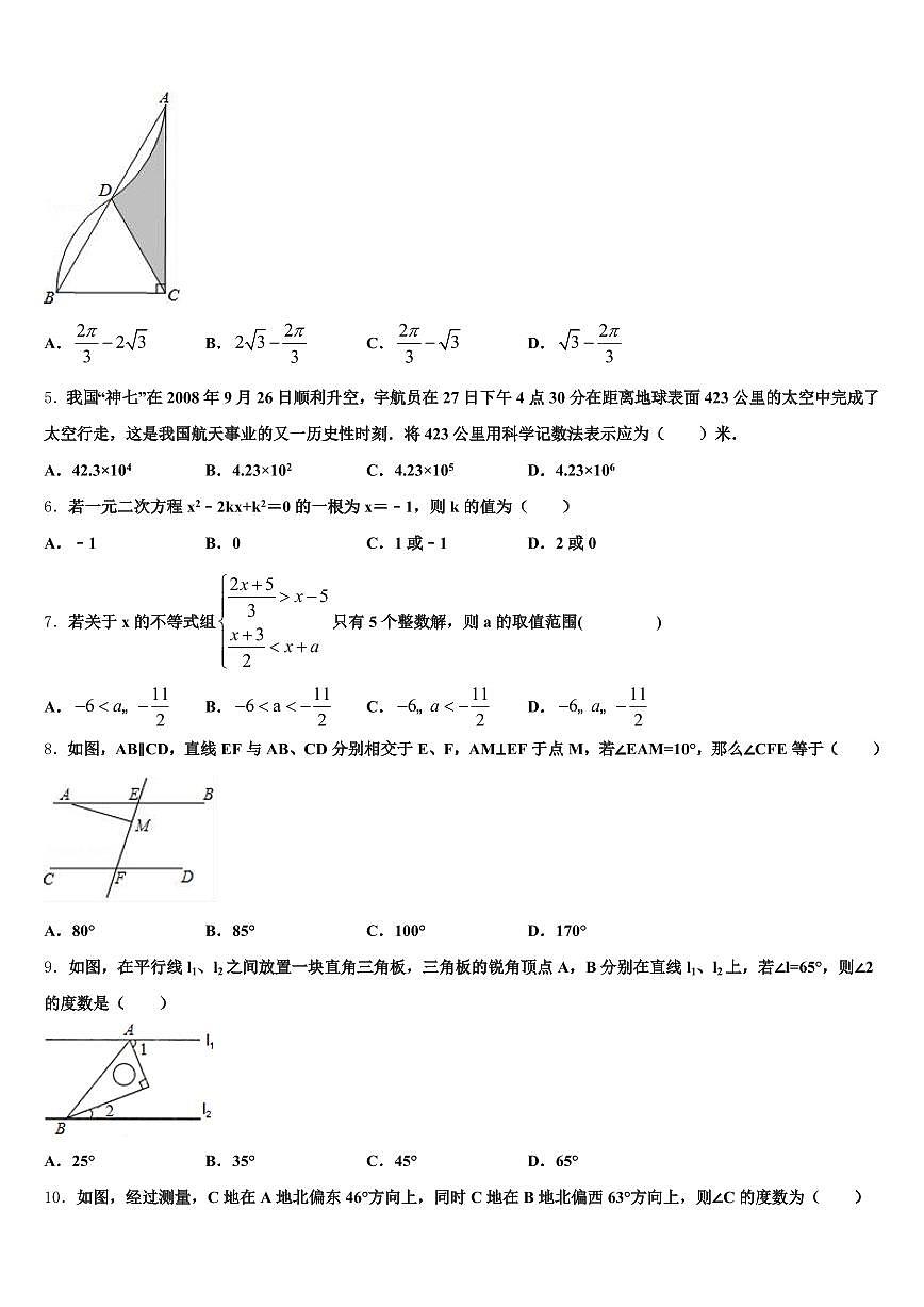 2024-2025学年山东省泰安市肥城市中考押题数学预测卷含解析第2页