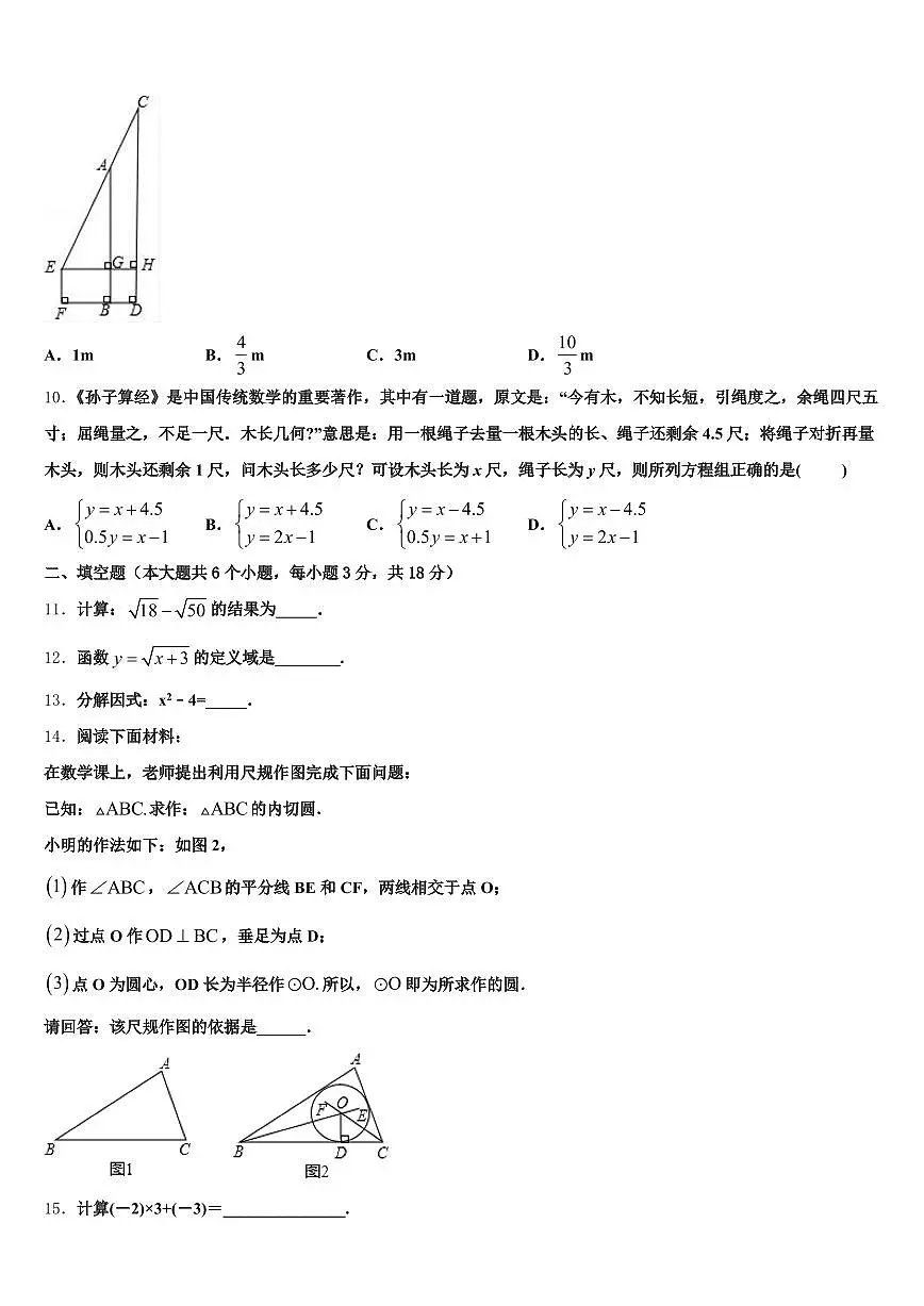 2024-2025学年新疆维吾尔伊犁哈萨克自治州中考二模数学试题含解析第3页