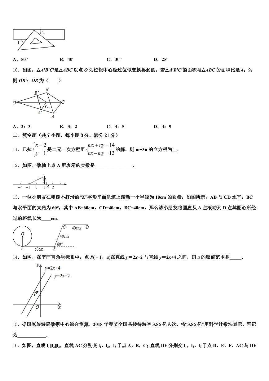2025届河池市大化瑶族自治县中考数学考试模拟冲刺卷含解析第3页