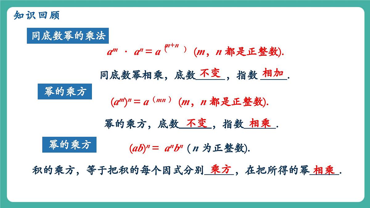 【新教材新课标】人教版八年级上册数学16.2整式的乘法（课时1）教学课件第3页