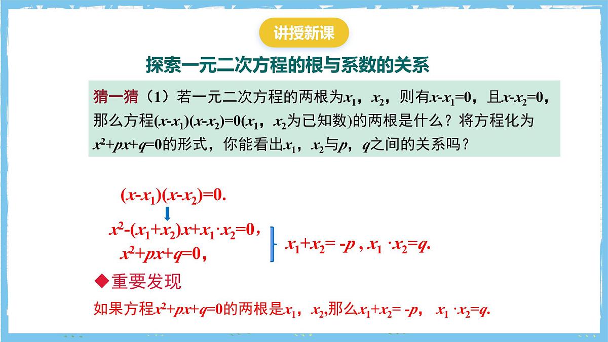 人教版数学九上 21.2.4《一元二次方程根与系数的关系》课件第5页