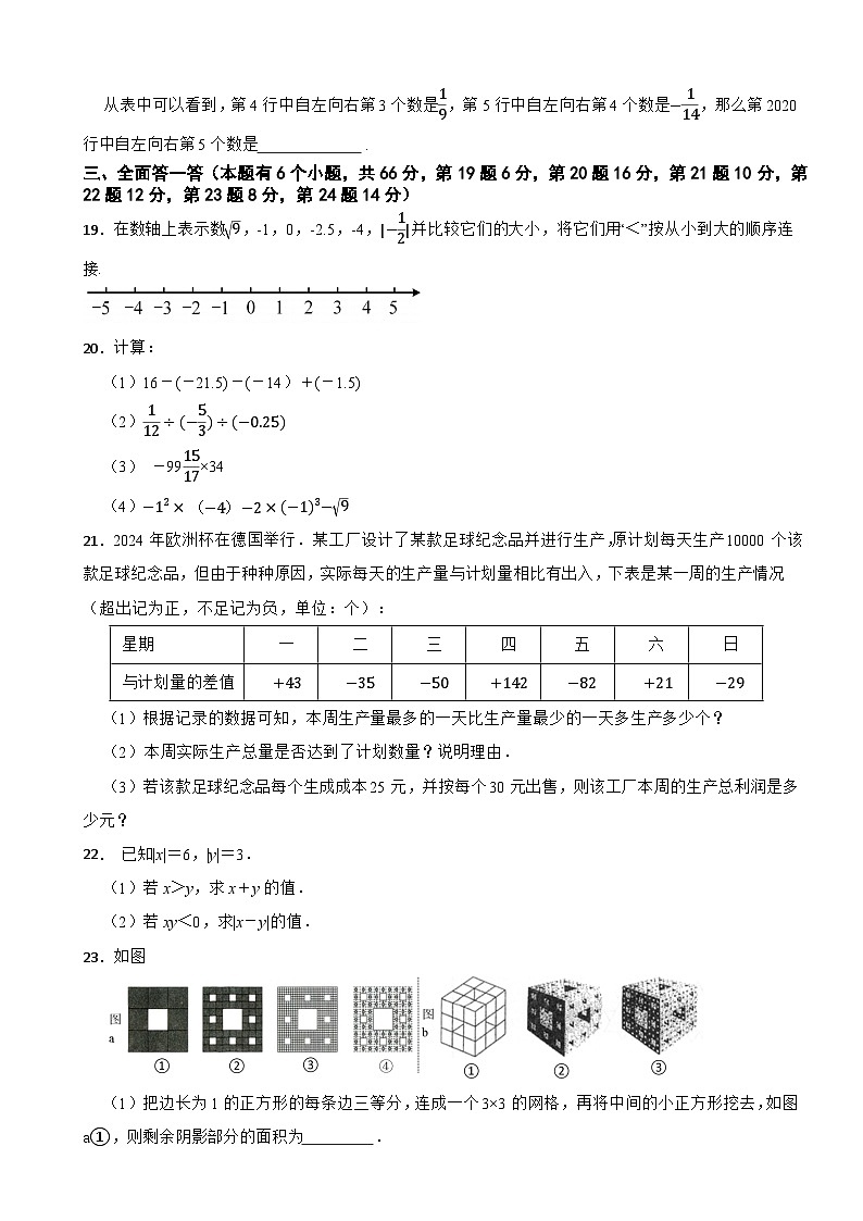 浙江省宁波市江北实验中学2024-2025学年七年级上学期期中考试数学试题第3页