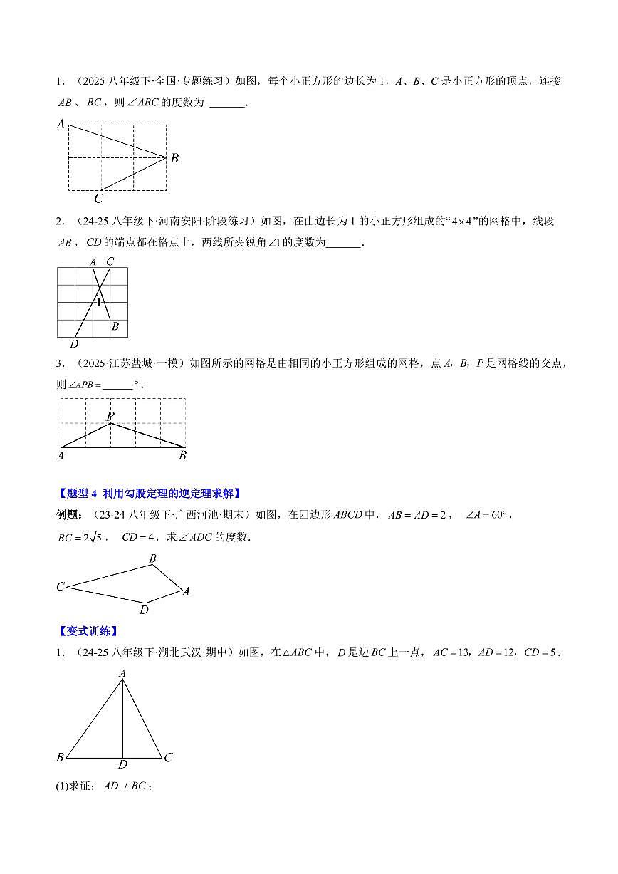 专题02 一定是直角三角形吗(2知识点+6大题型+思维导图+过关测)(原卷版)第3页