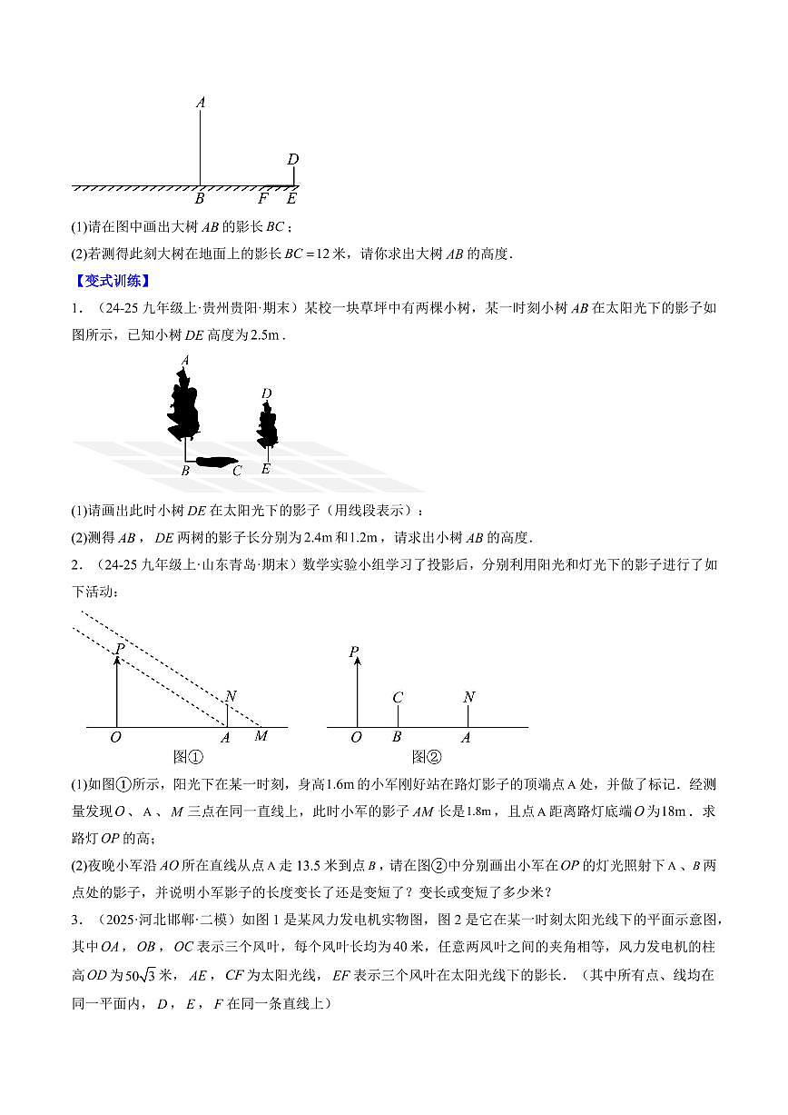 专题24 投影与视图(2知识点+8大题型+思维导图+过关测)(原卷版)第2页