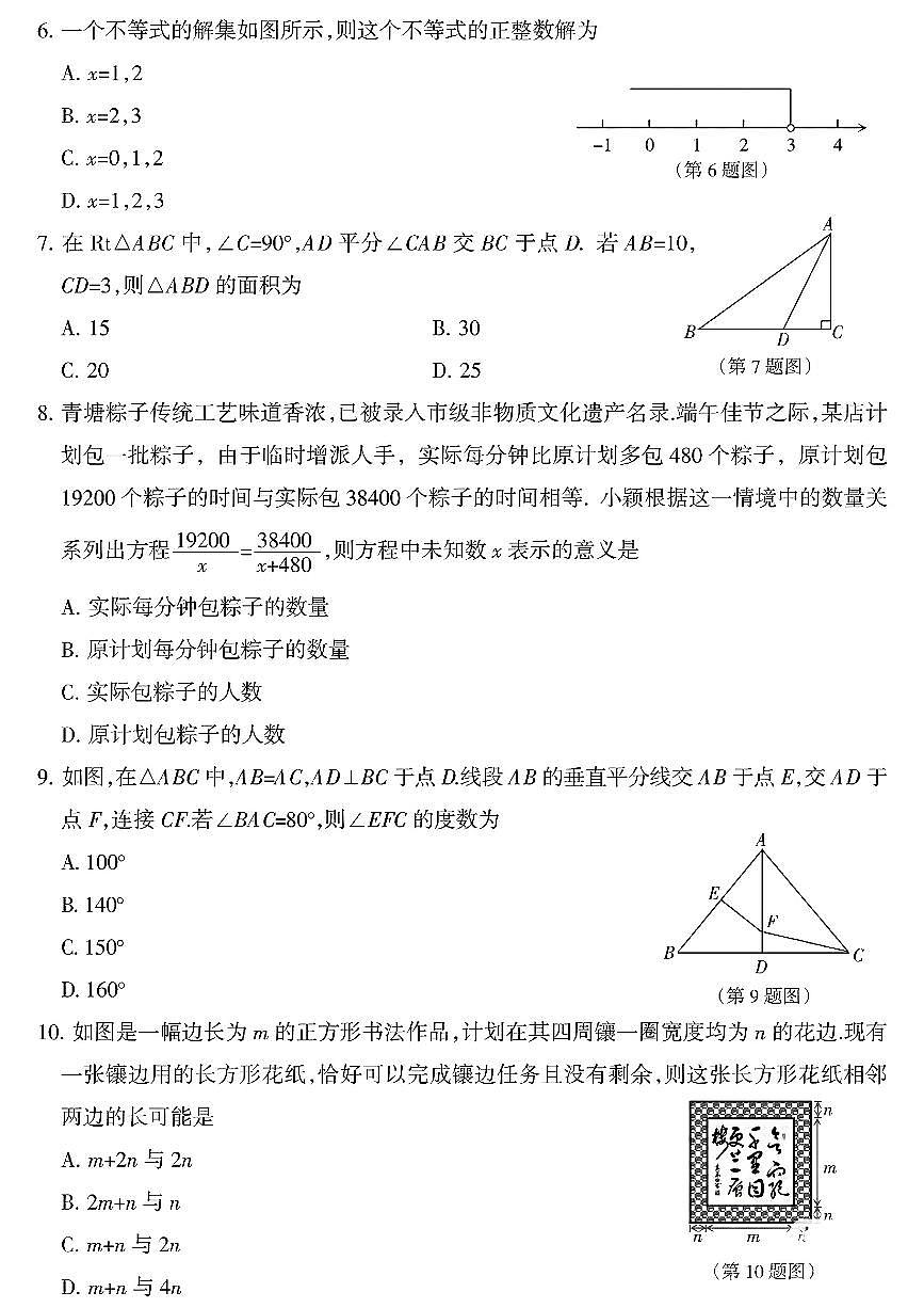 山西省太原市2024-2025学年八年级下学期期末考试数学试卷第2页