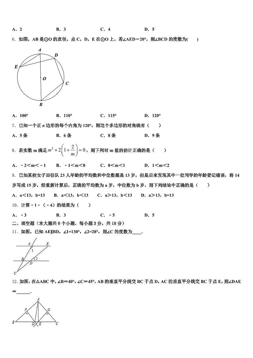 肥东县2024-2025学年中考数学适应性模拟试题含解析第2页