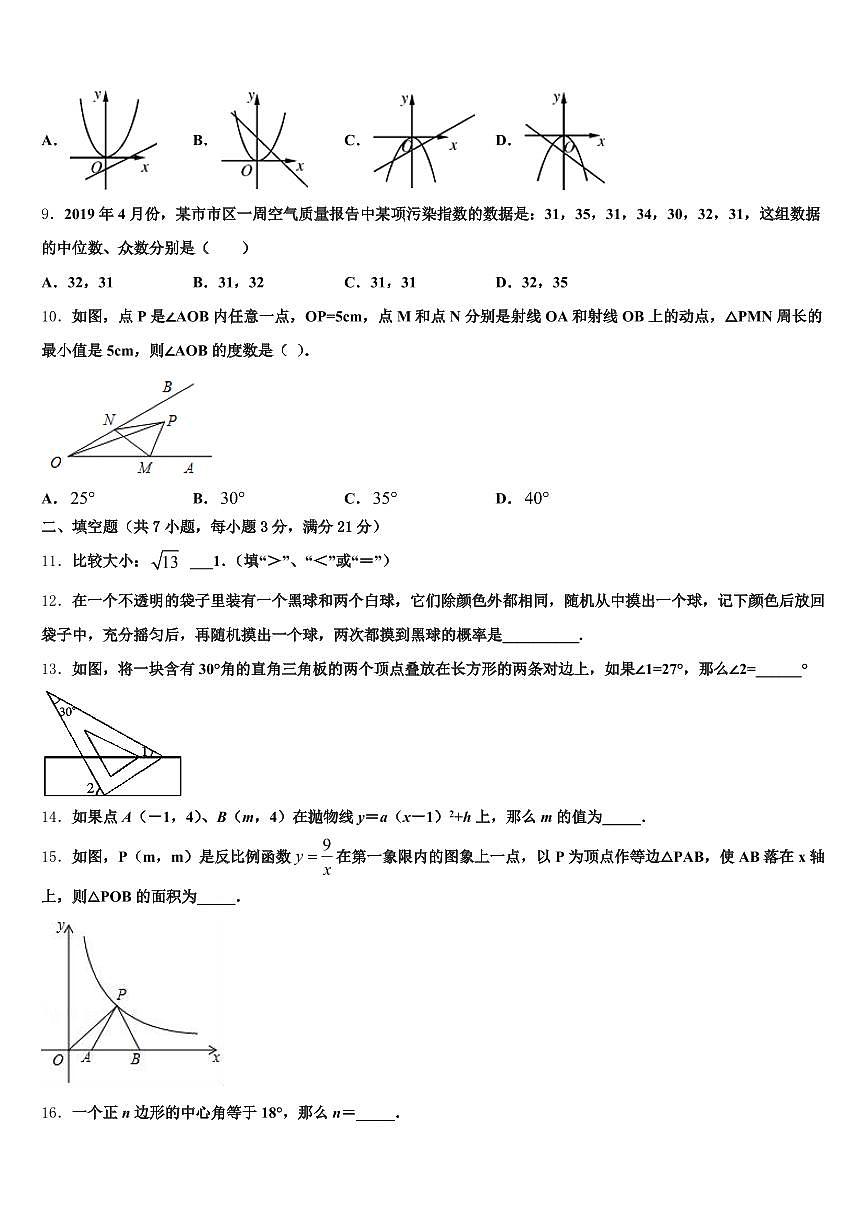 四川省阿坝藏族羌族自治州金川县2025届中考考前最后一卷数学试卷含解析第2页