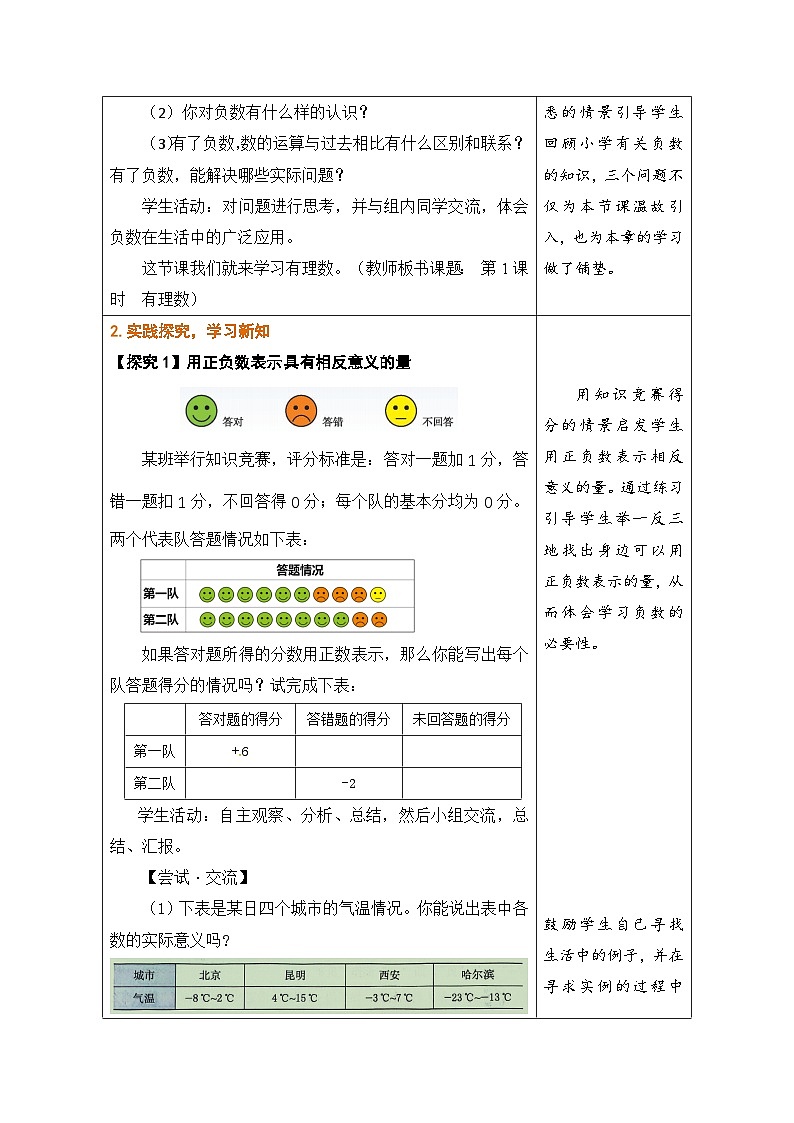 鲁教版（五四学制）六年级上册2.2.1 有理数  教案第2页