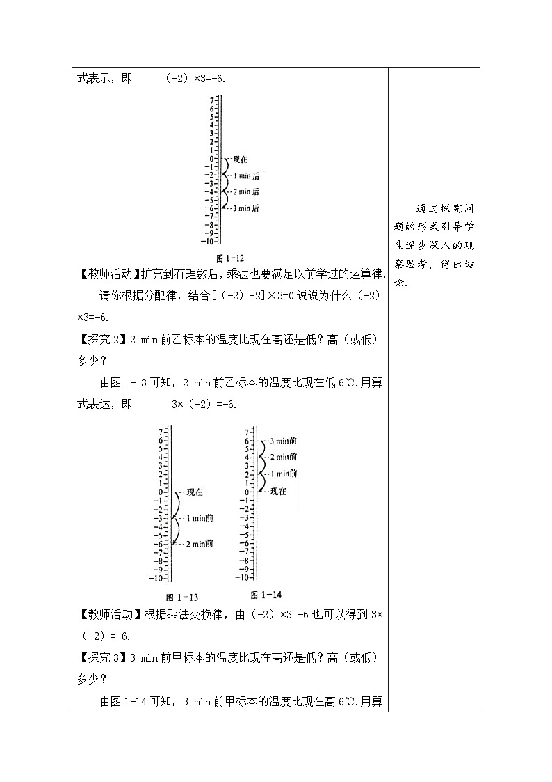 沪科版数学七年级上册 1.5 有理数的乘除 第1课时 有理数的乘法法则教学设计 （表格式）第2页