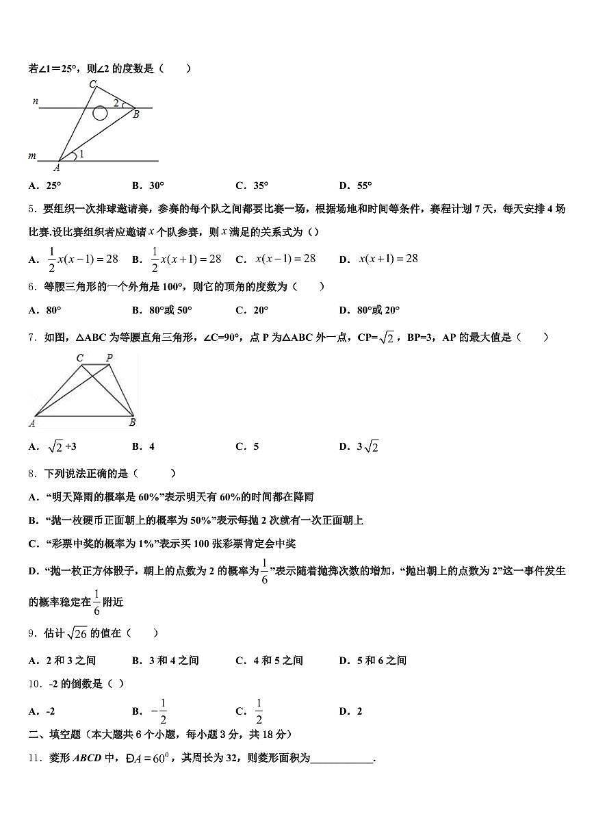 福建省南平市顺昌县2024-2025学年中考数学全真模拟试卷含解析第2页