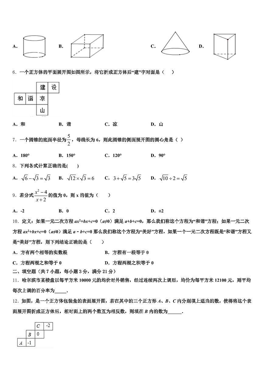 新和县2024-2025学年中考数学模试卷含解析第2页