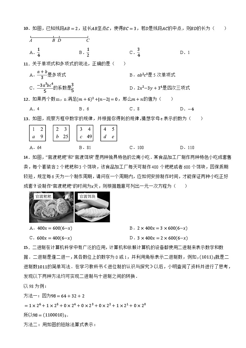 云南省昆明市官渡区2024-2025学年上学期七年级数学期末学业质量监测试题第2页
