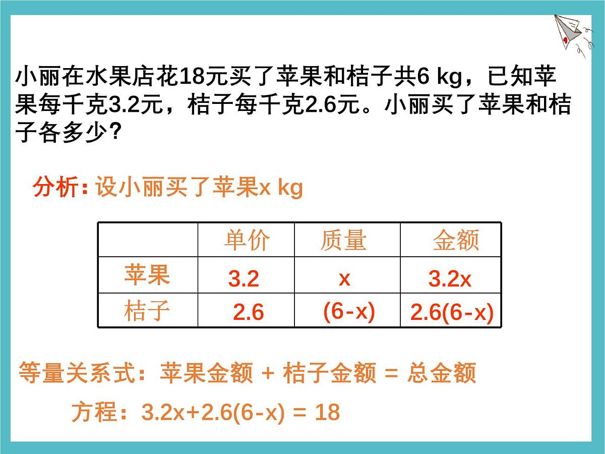苏科版（2024）数学七年级上册 4.3 用一元一次方程解决问题 第2课时 课件第5页
