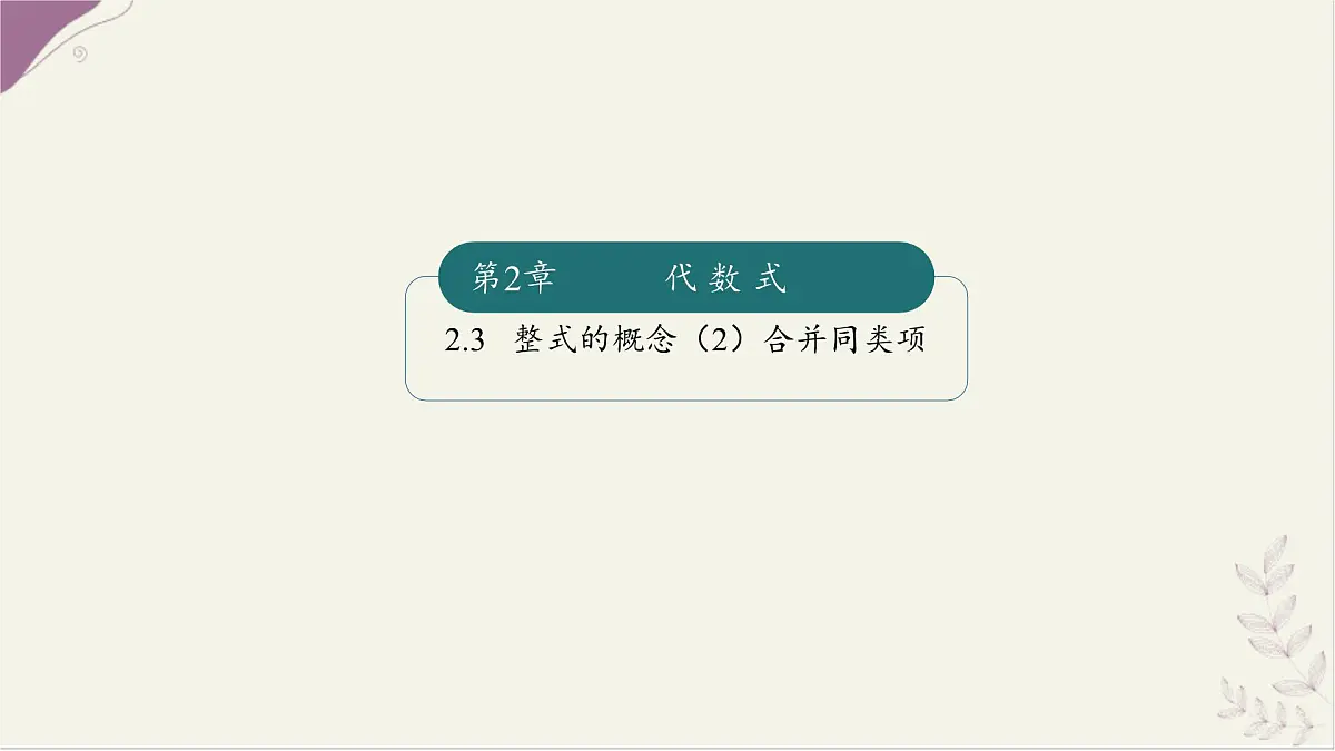 湘教版（2024）数学七年级上册 2.3整式的概念（2）（同步课件)第1页