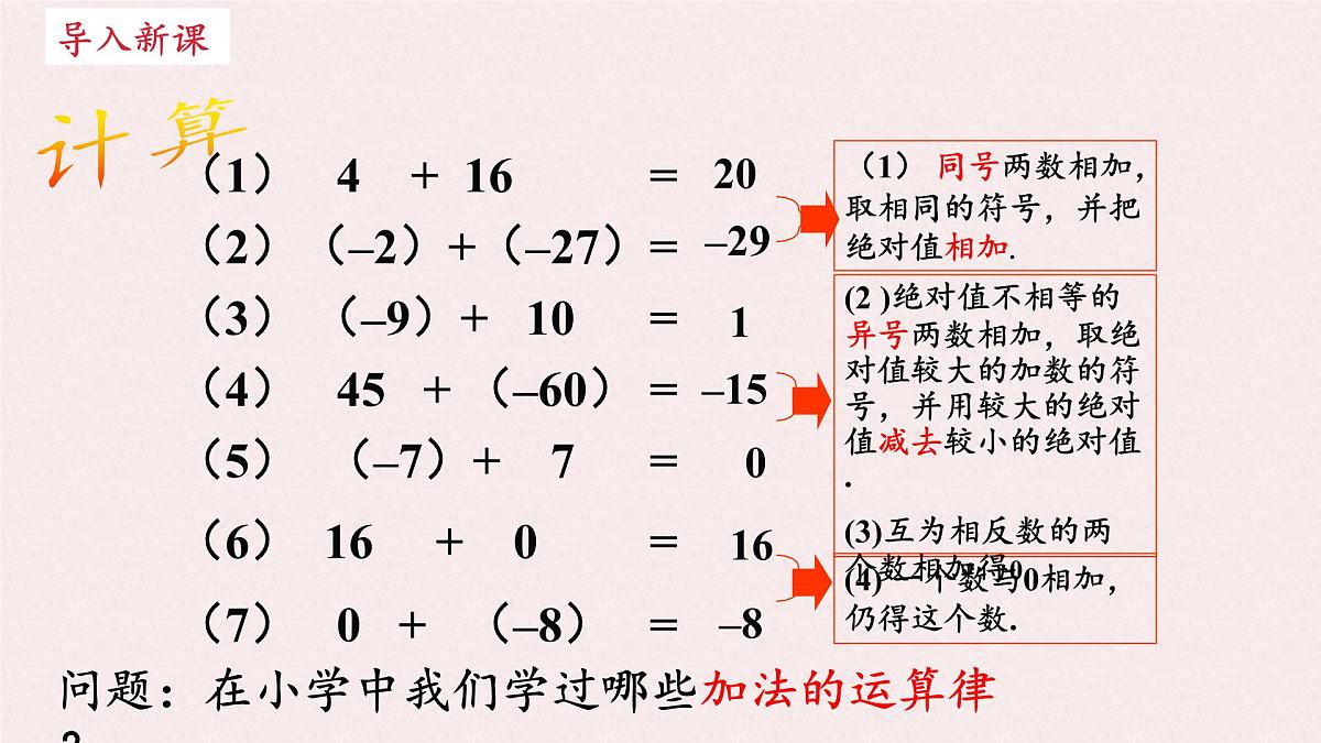 湘教版（2024）数学七年级上册 1.4.1有理数的加法（2）（同步课件）第2页