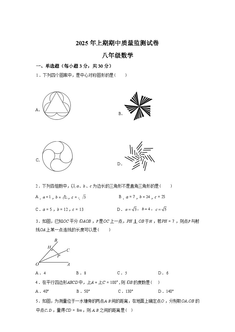 2024-2025学年湖南省永州市宁远县八年级下学期期中考试数学检测试卷第1页