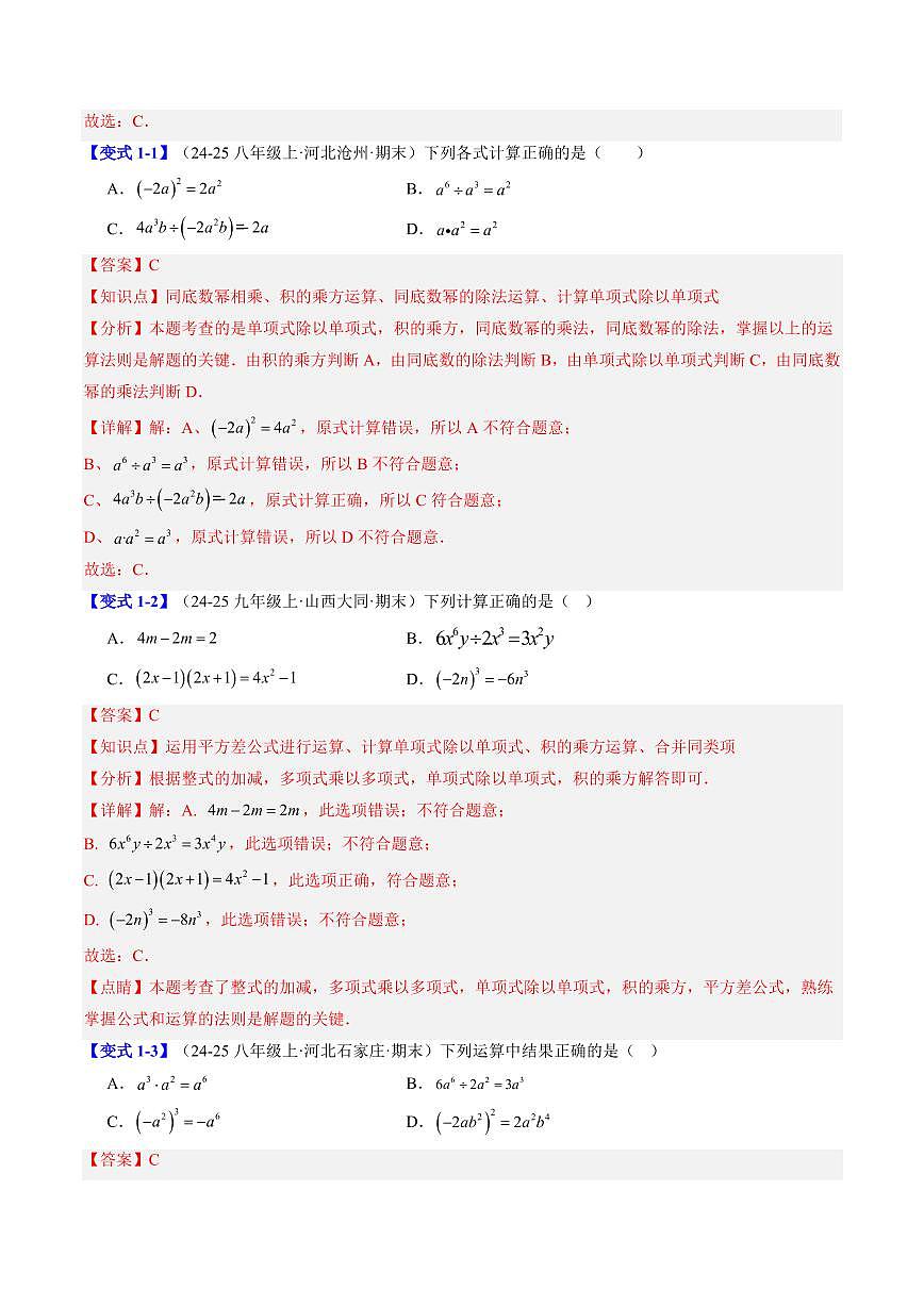 第01讲 整式的乘除(解析版)第3页