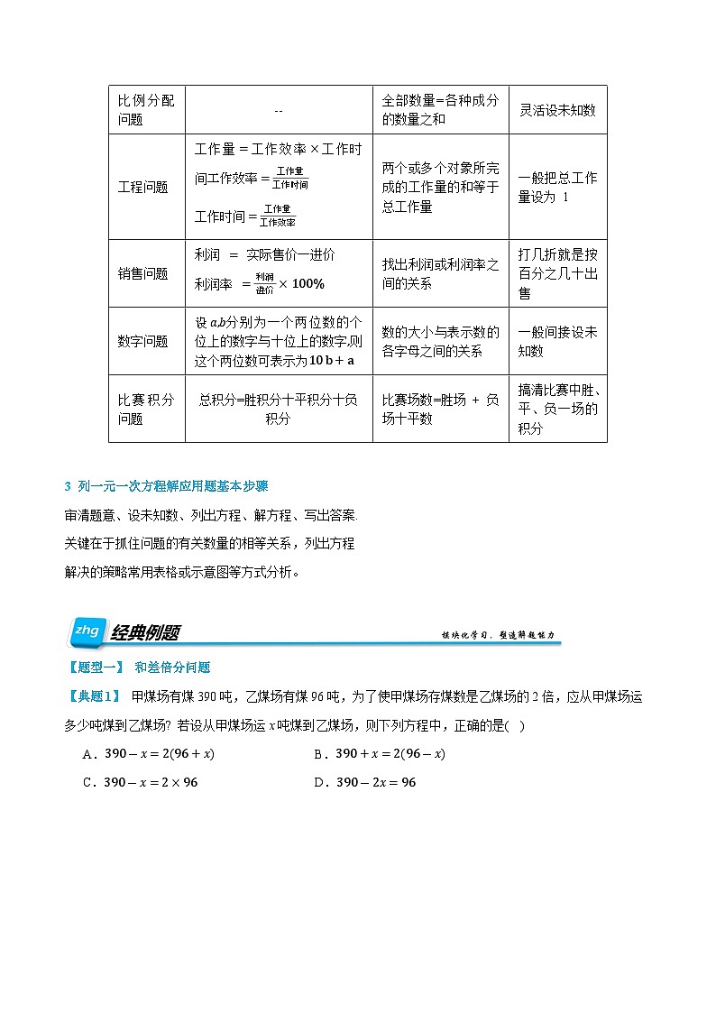 第13讲 实际问题与一元一次方程 2024年新七年级暑假数学预习课（人教版）（原卷版）第2页