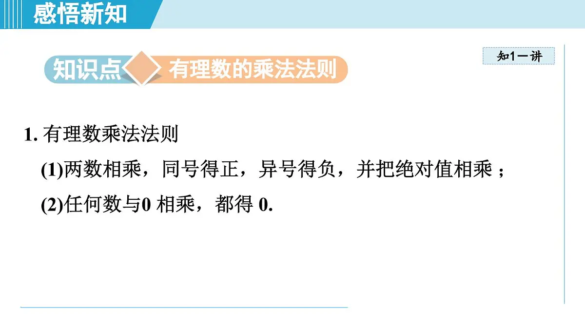 2025年秋华师版七年级数学上册 1.9 有理数的乘法（学习、上课课件）第3页