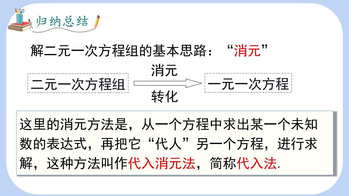 沪科版（2024）数学七年级上册 3.4 第2课时 用代入法解二元一次方程组 课件第7页
