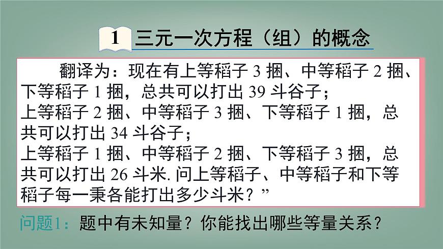 沪科版（2024）数学七年级上册 3.6 三元一次方程组及其解法 课件第3页