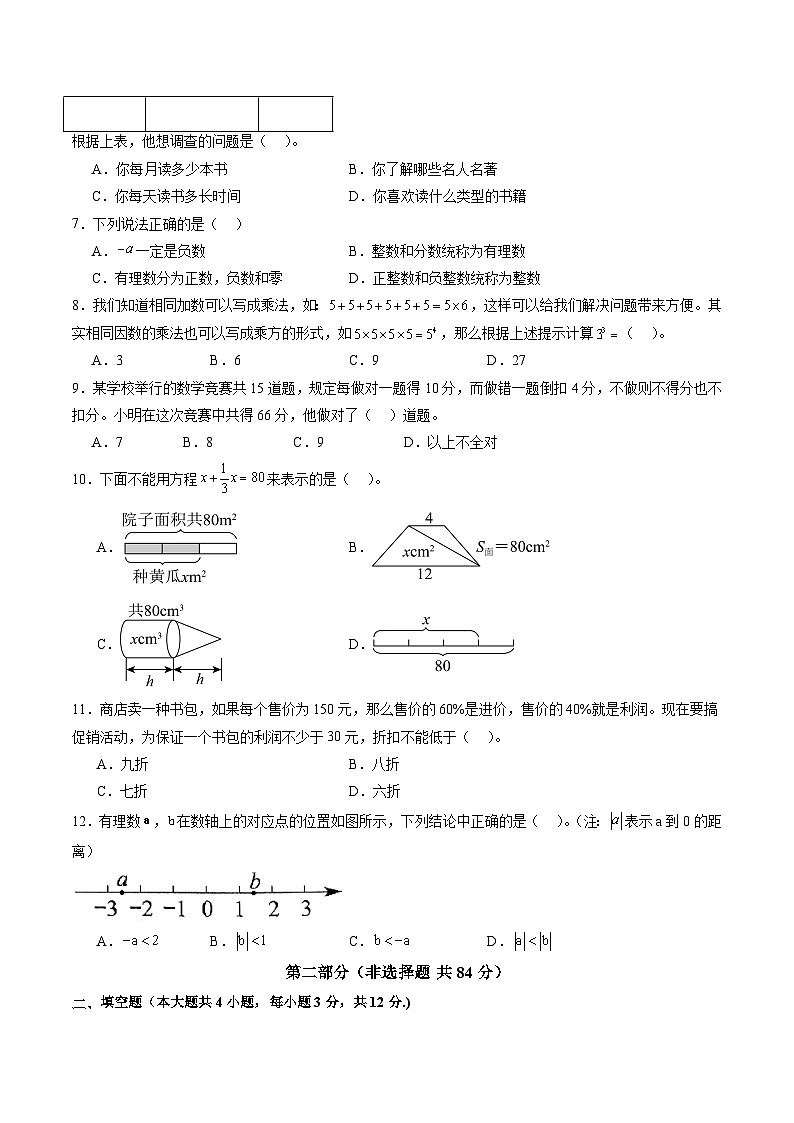 2025年七年级数学秋季开学摸底考（河北专用）A4原卷+全解全释 -2025第2页