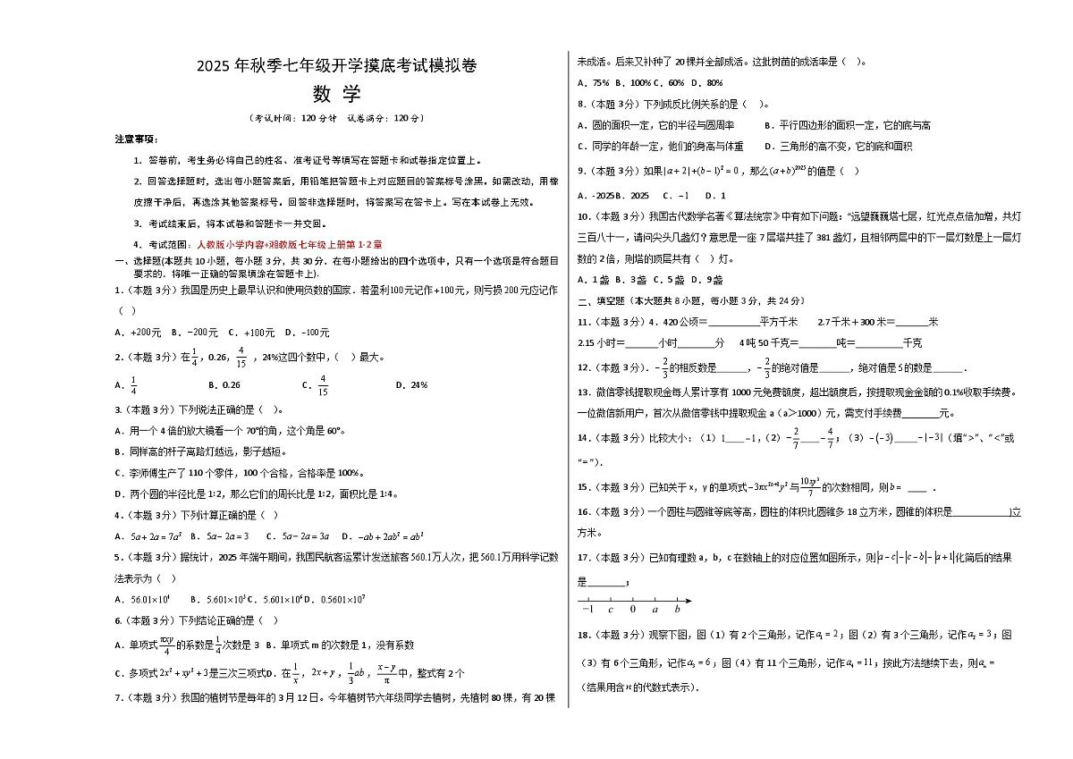 数学（考试版A3）第1页