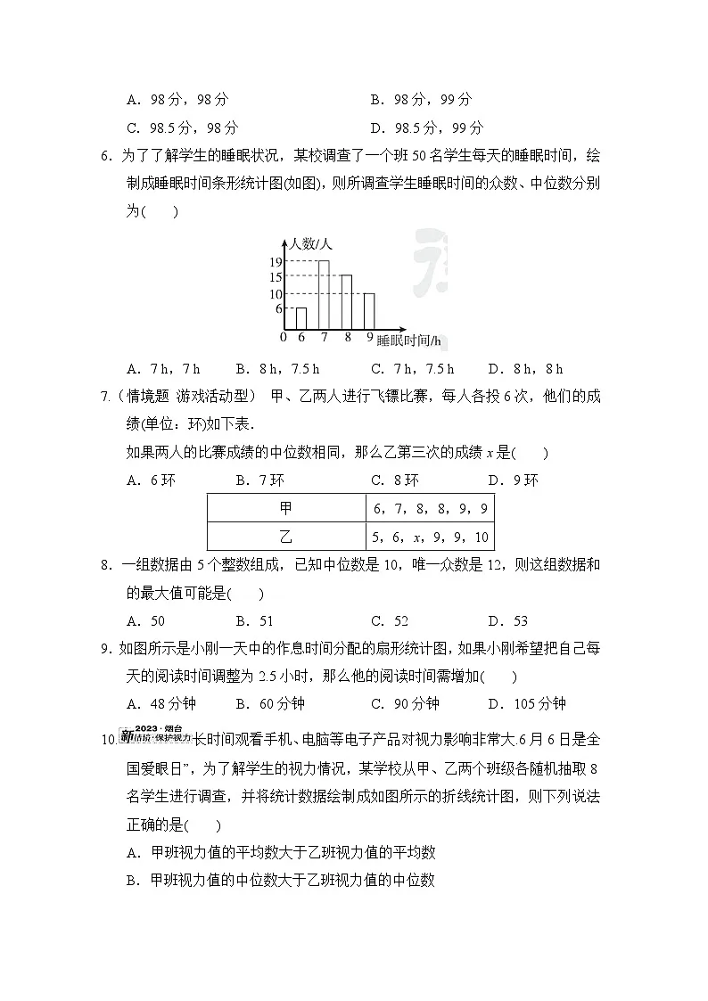 八年级数学上册 第六章　数据的分析 单元测试卷（北师版 2024年秋）第2页