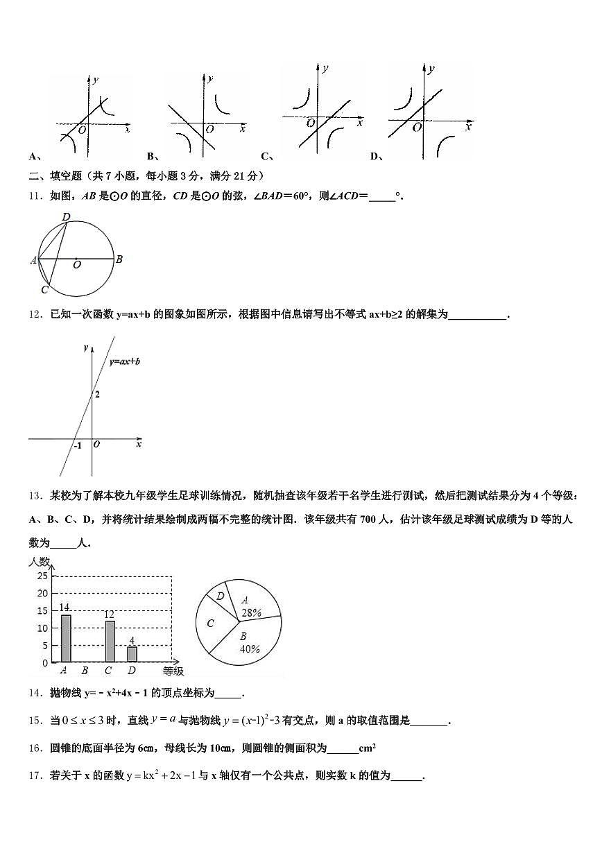 2024-2025学年张家口市怀来县中考数学最后一模试卷含解析第3页