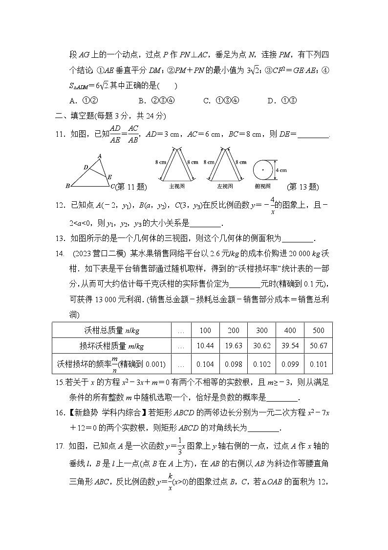 九年级数学上册第一学期期末综合测试卷（北师版 2024年秋）第3页