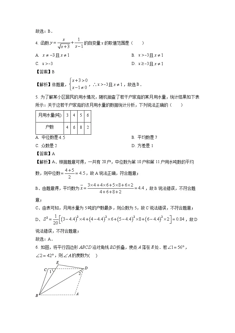 山东省枣庄市2024年初中学业水平考试模拟题（三）数学试卷（解析版）第2页