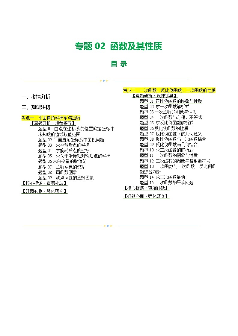 中考数学第一轮专项复习专题专题02 函数及其性质（讲练）（原卷版）第1页