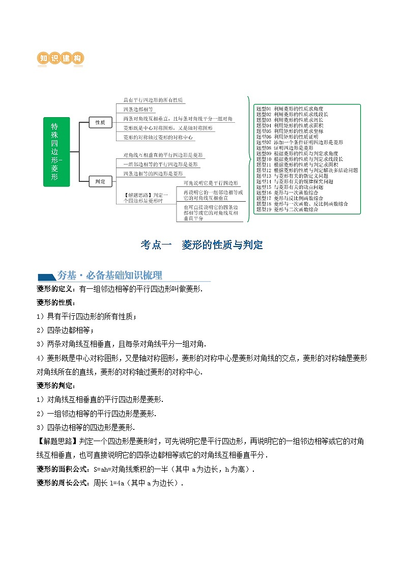 中考数学第一轮专项复习专题第24讲 特殊四边形-菱形（讲义）（解析版）第2页
