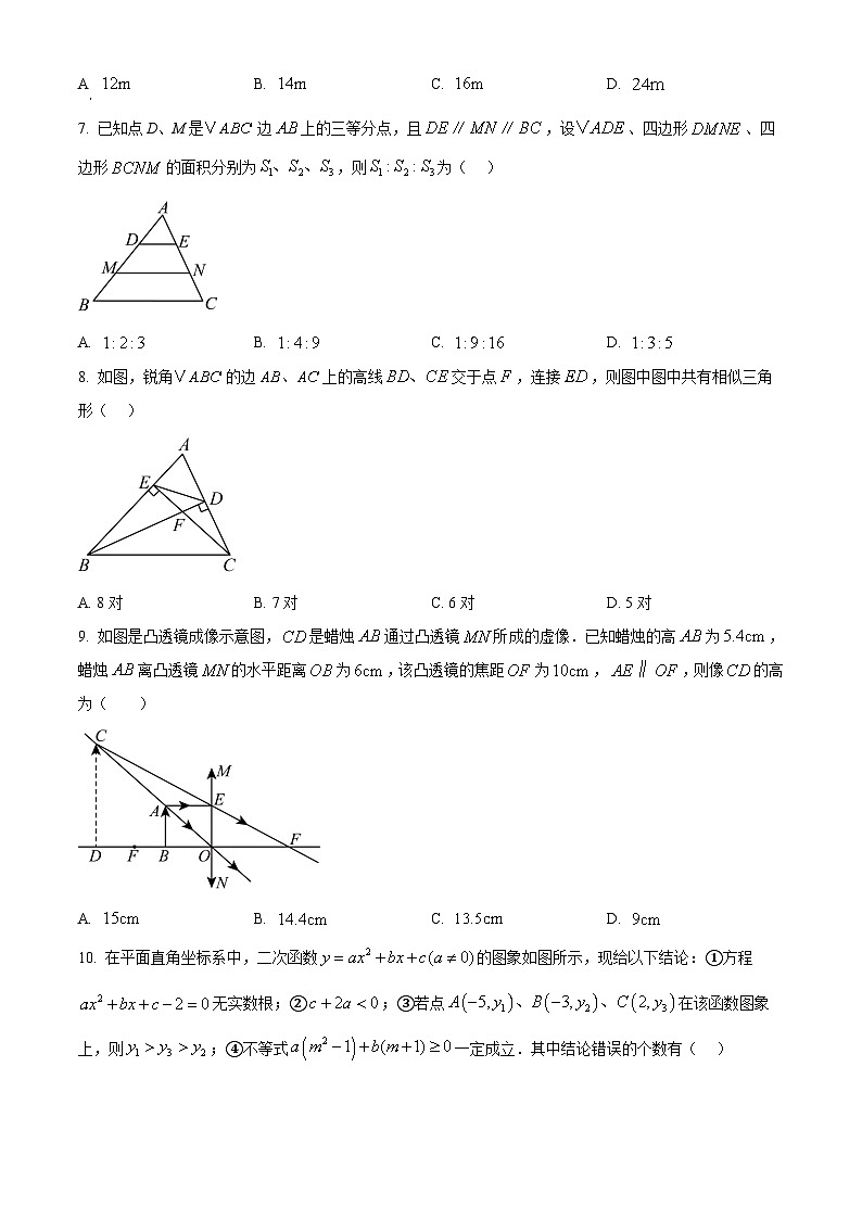安徽省合肥市蜀山区合肥市五十中学西校 2024-2025学年 九年级上学期数学期中试卷第2页