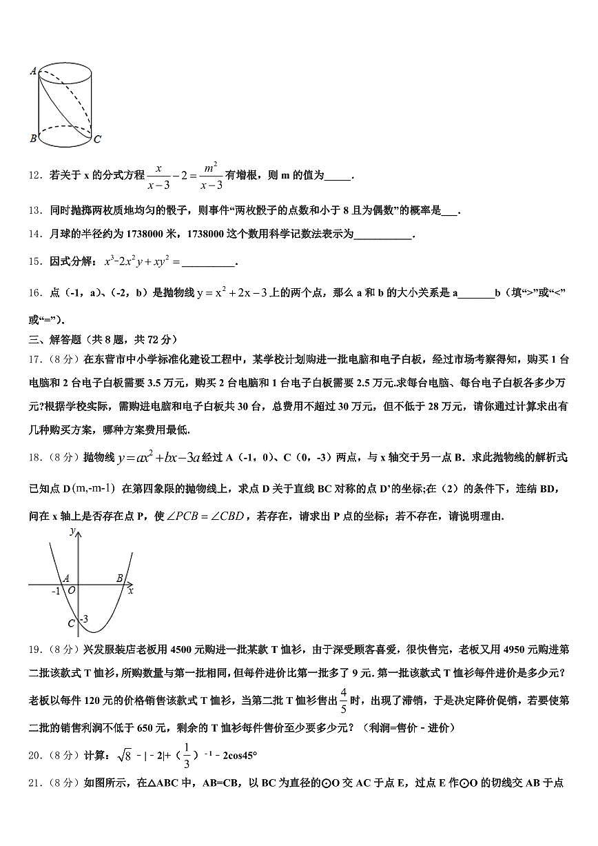 安庆市桐城市2025年中考数学模拟试题含解析第3页