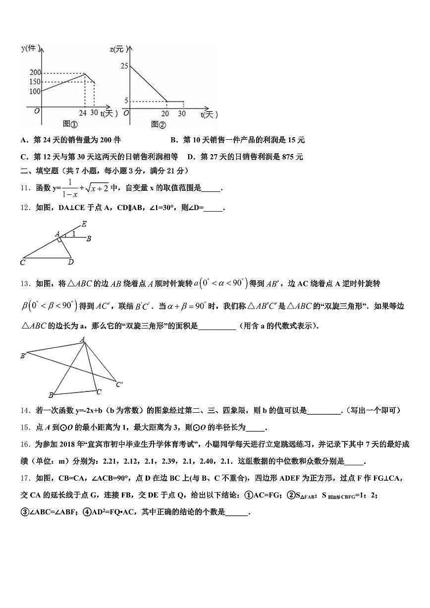 2024-2025学年肥城市中考数学模拟精编试卷含解析第3页