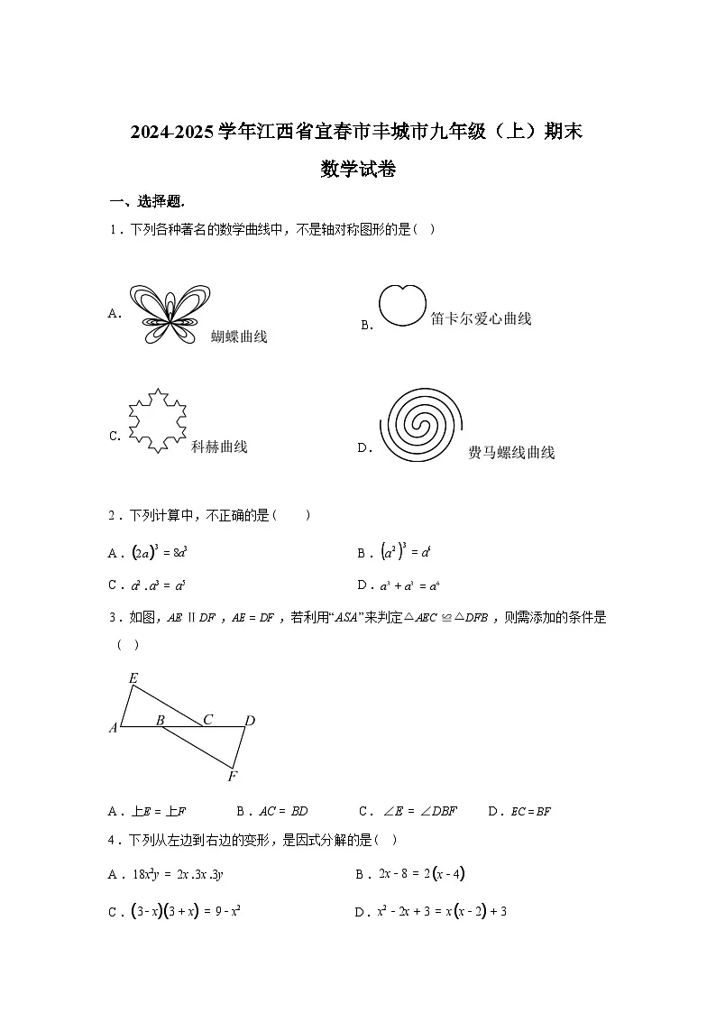 2024-2025学年江西省宜春市丰城市九年级上学期期末数学试卷第1页