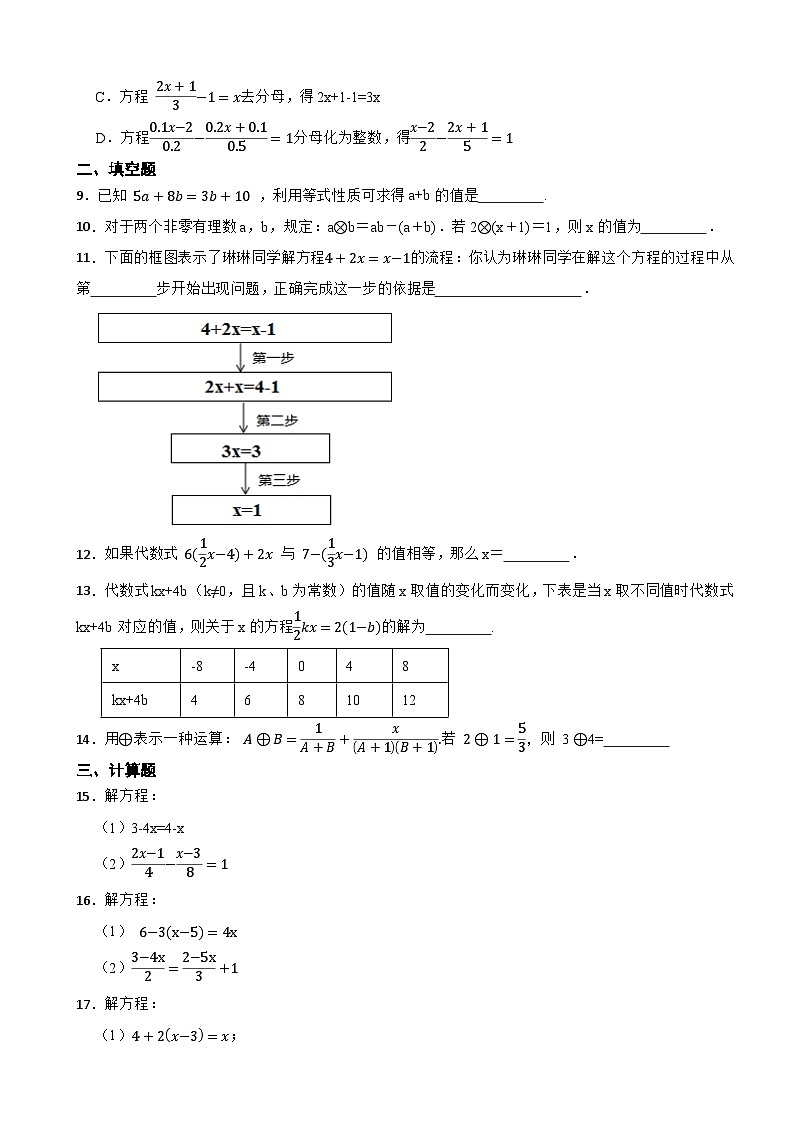 预习-5.2 一元一次方程的解法-北师大版数学七年级上册第2页