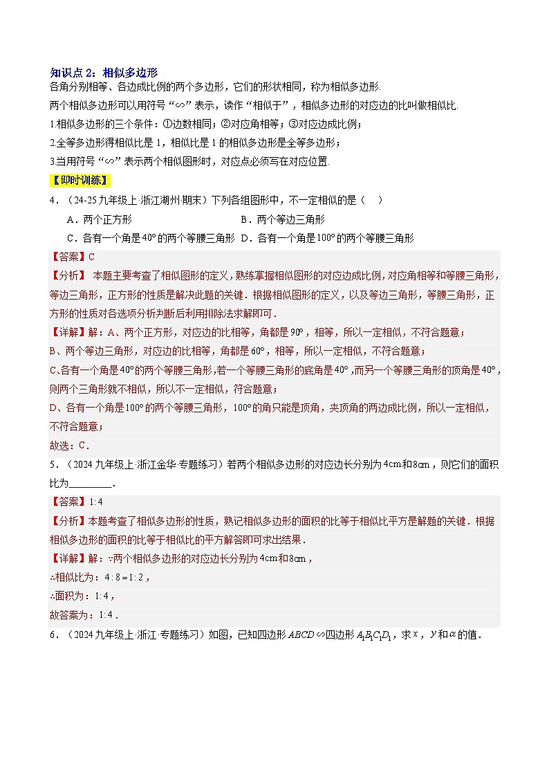 专题17 相似多边形与图形的位似（4知识点+9大题型+1大拓展训练+过关测）（解析版）第3页
