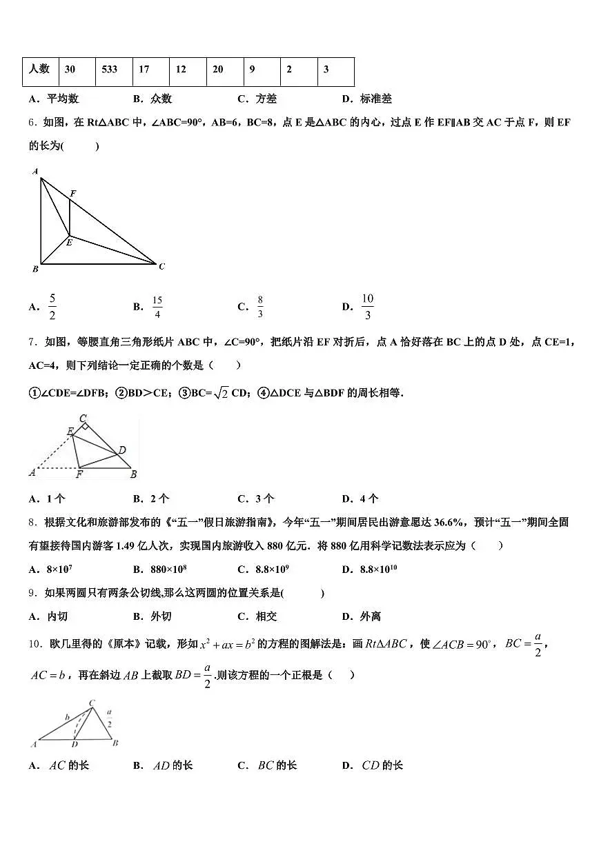 河南省焦作市孟州市2025届中考一模数学试题含解析第2页