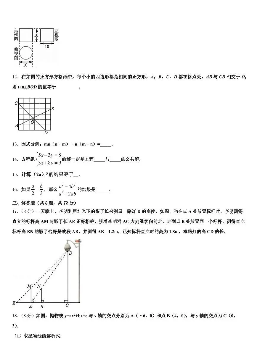 浮梁县2024-2025学年中考数学考试模拟冲刺卷含解析第3页