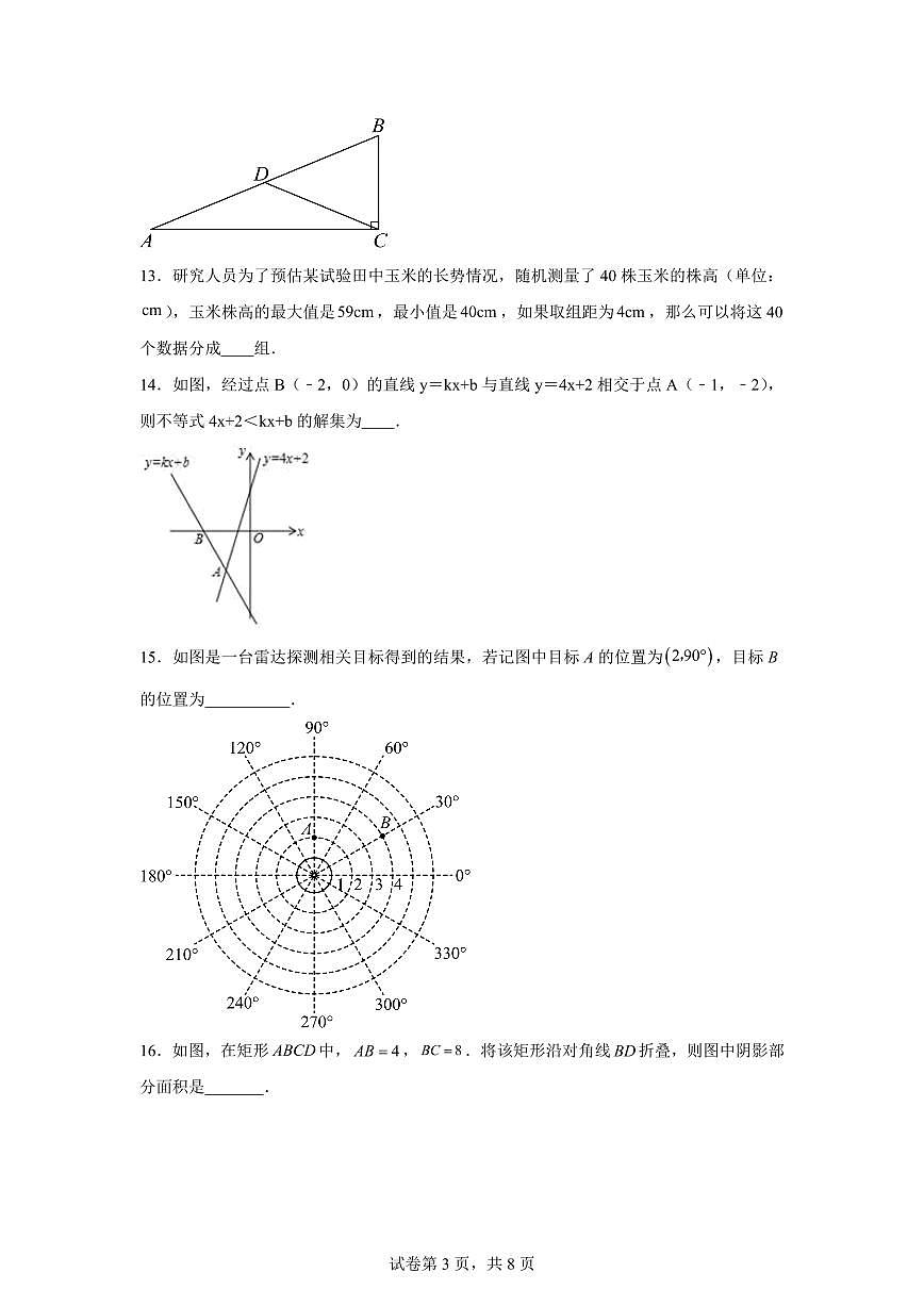 2024~2025学年湖南省永州市宁远县八年级下学期期末考试数学试卷第3页