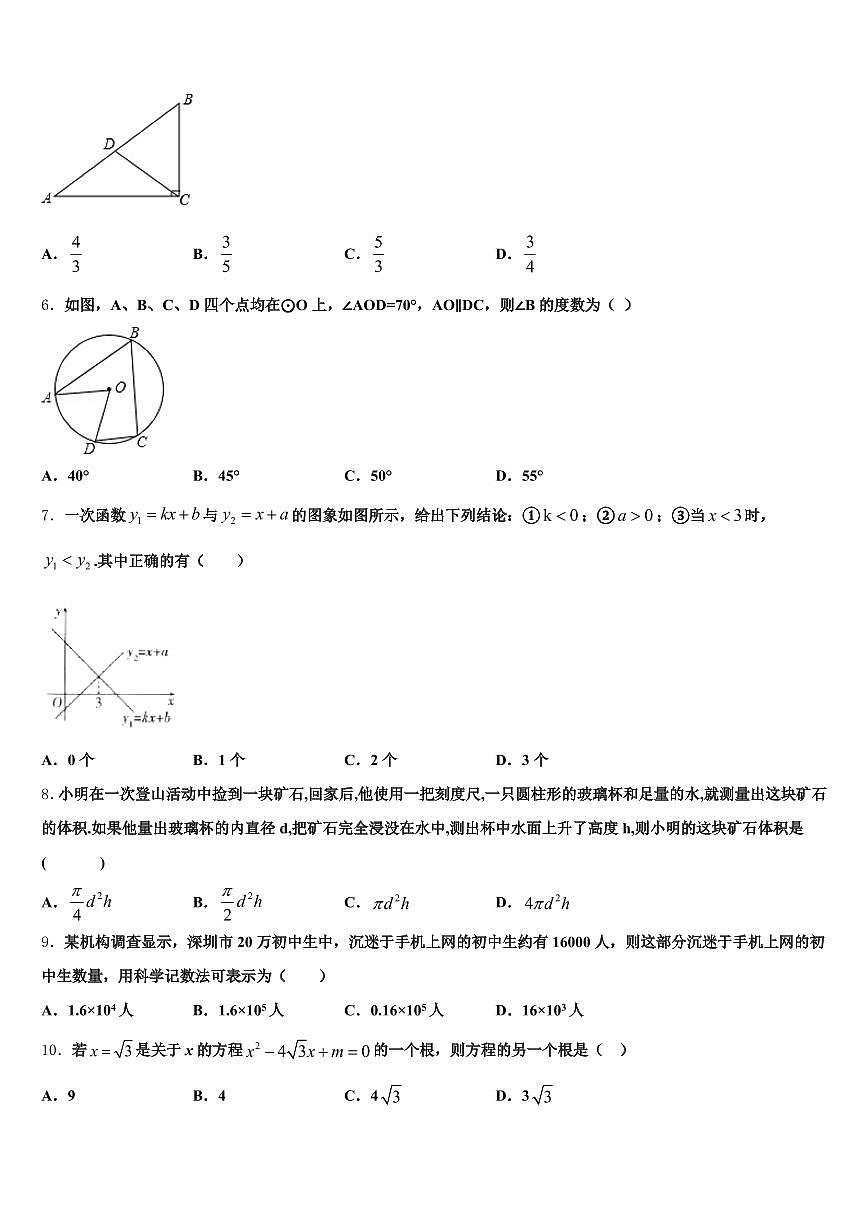 2024-2025学年雨花台区中考数学适应性模拟试题含解析第2页
