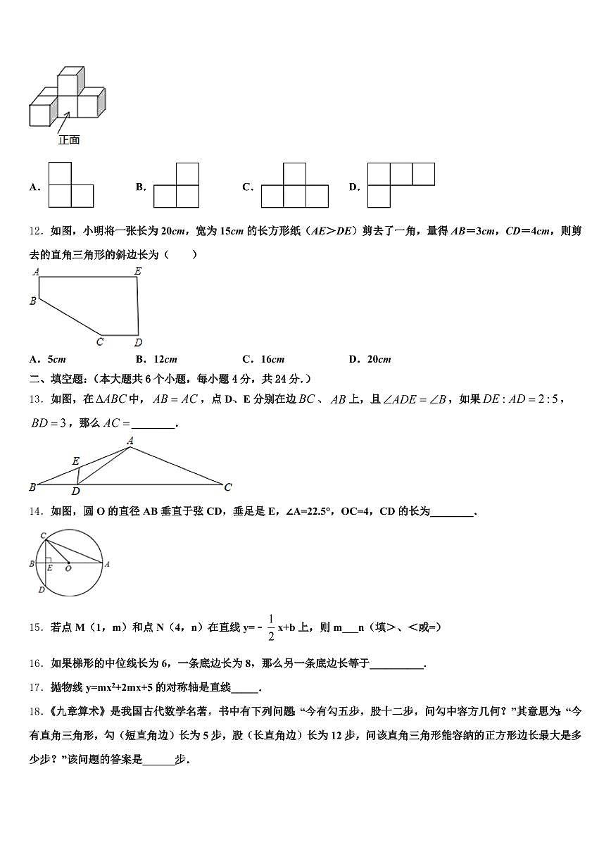 2025年贵州省黔南布依族苗族自治州惠水县中考五模数学试题含解析第3页