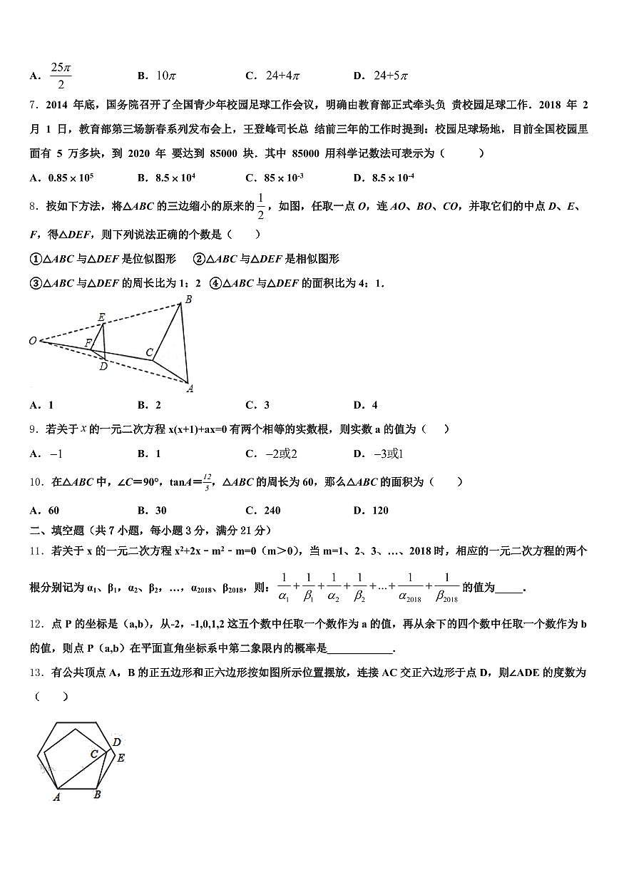 河南省漯河市舞阳县2024-2025学年中考联考数学试题含解析第2页