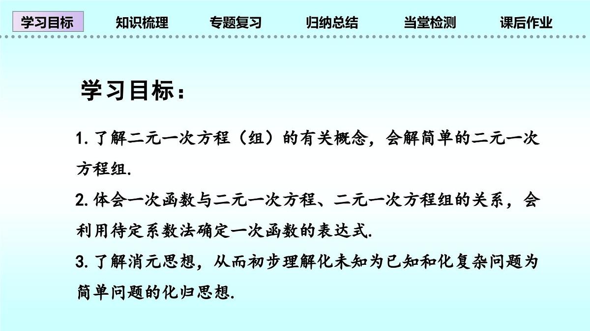 北师大版八年级上册数学第五章二元一次方程组回顾与思考复习课件第2页