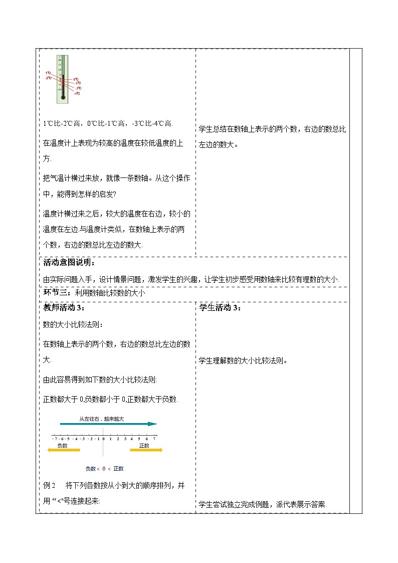 华师大版数学七上（2024）1.2.2《在数轴上比较数的大小》教案第3页