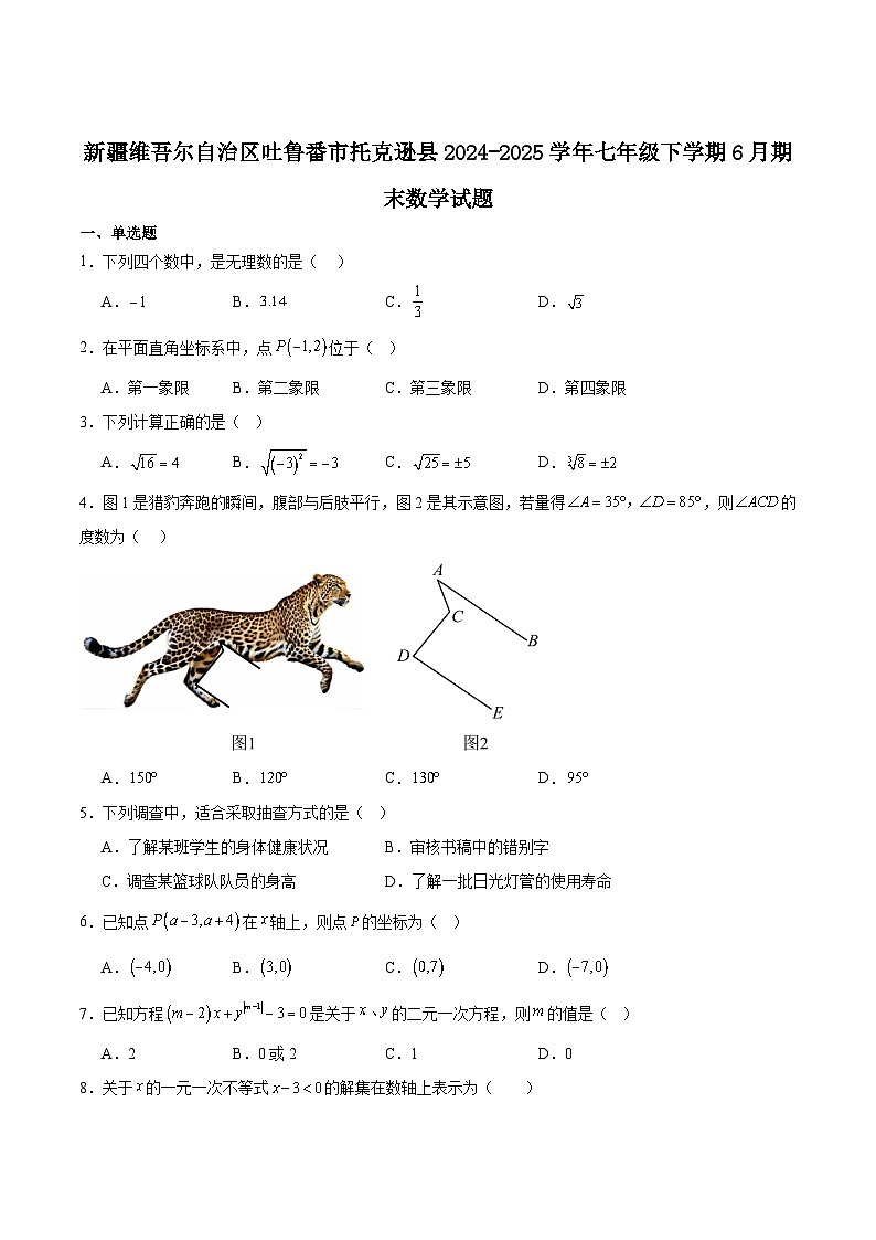 新疆维吾尔自治区吐鲁番市托克逊县2024-2025学年七年级下学期6月期末考试数学试卷(含解析)第1页