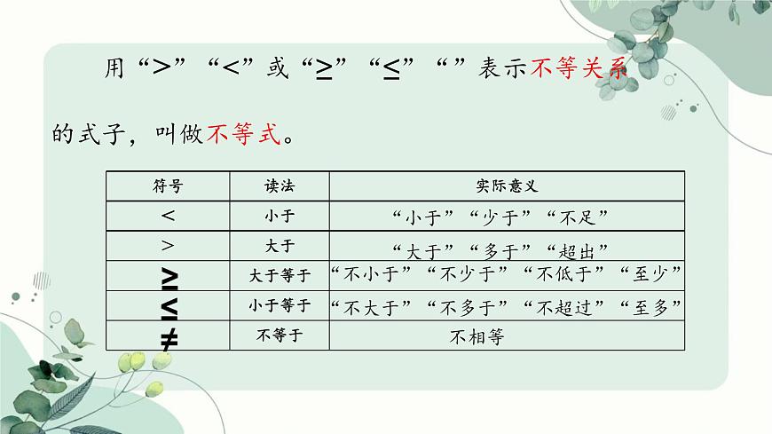 7.1.1 认识不等式 课件 2024—2025学年华东师大版七年级数学下册第8页